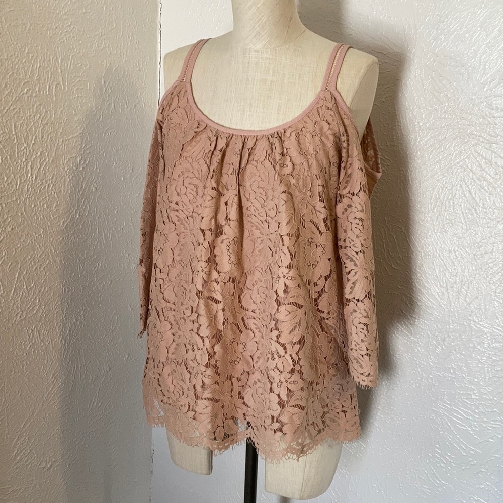 Lace cold shoulder blouse